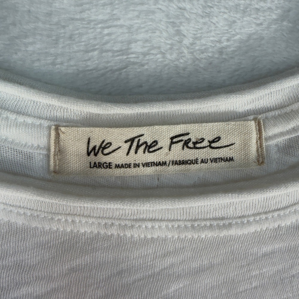 We The Free People Large Aria Trapeze Top Knit Long Sleeve White Boho Oversized - Picture 5 of 11